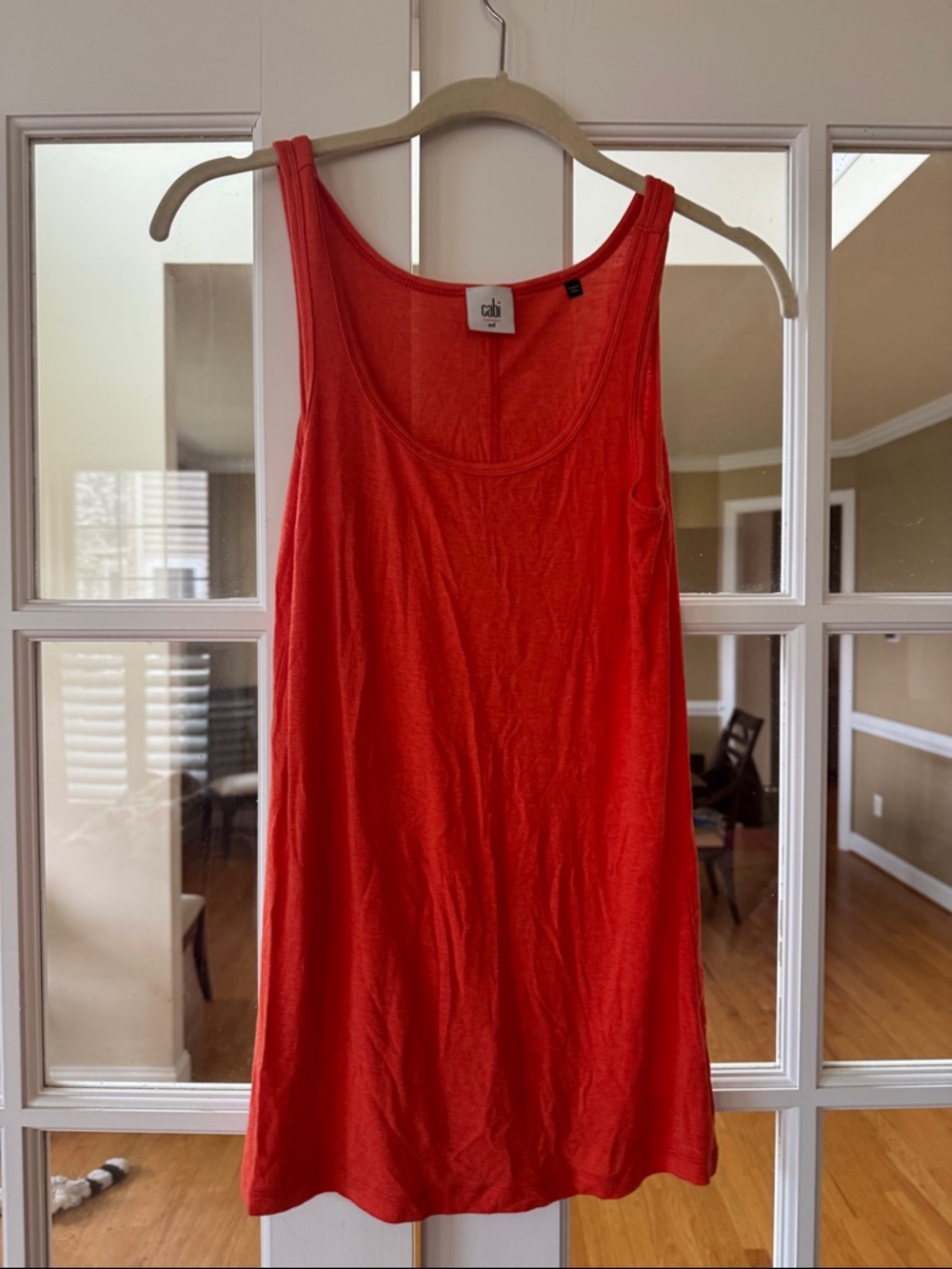 CAbi Coral-Red Scoop Neck Tank Top